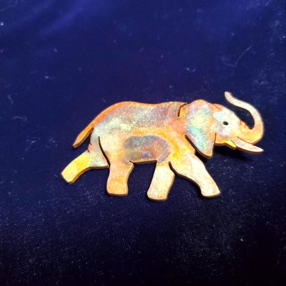 Copper Brutalist Elephant Pin Brooch